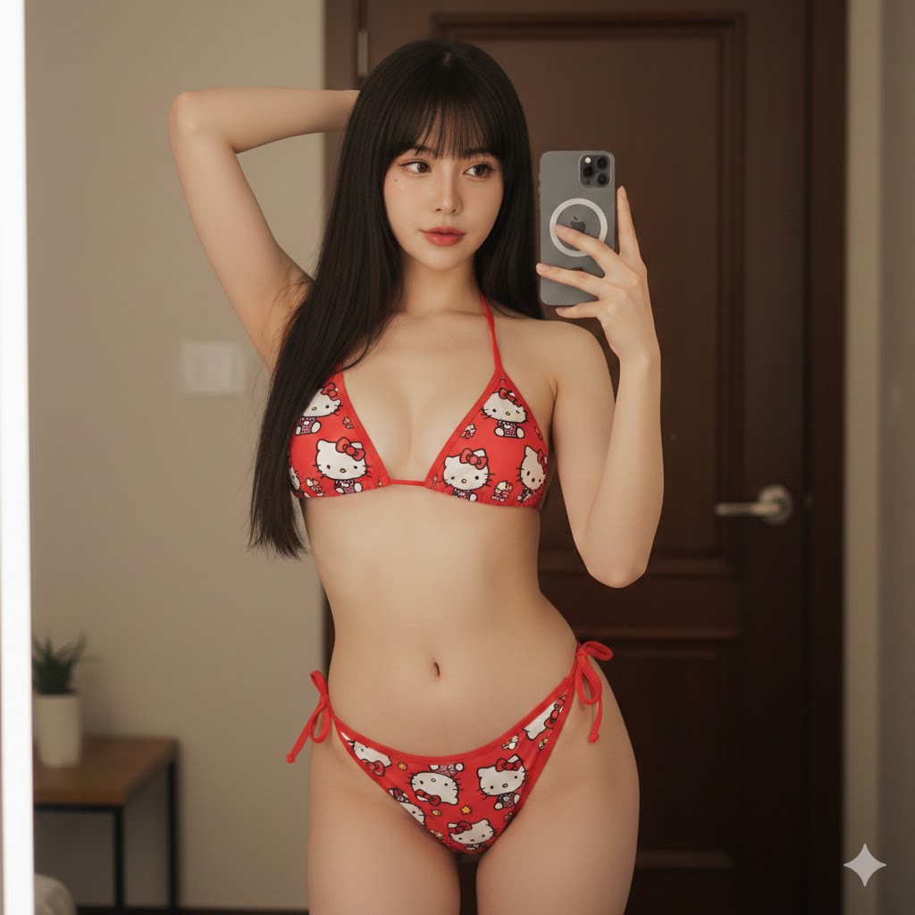 Tạo ảnh bikini đỏ dễ thương